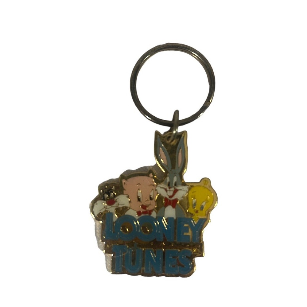 Looney Tunes Keychain 1990 Enameled Bugs Bunny Sylvester Tweety Bird Porky Pig